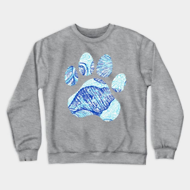 Blue Seashell Paw Print Crewneck Sweatshirt by annmariestowe